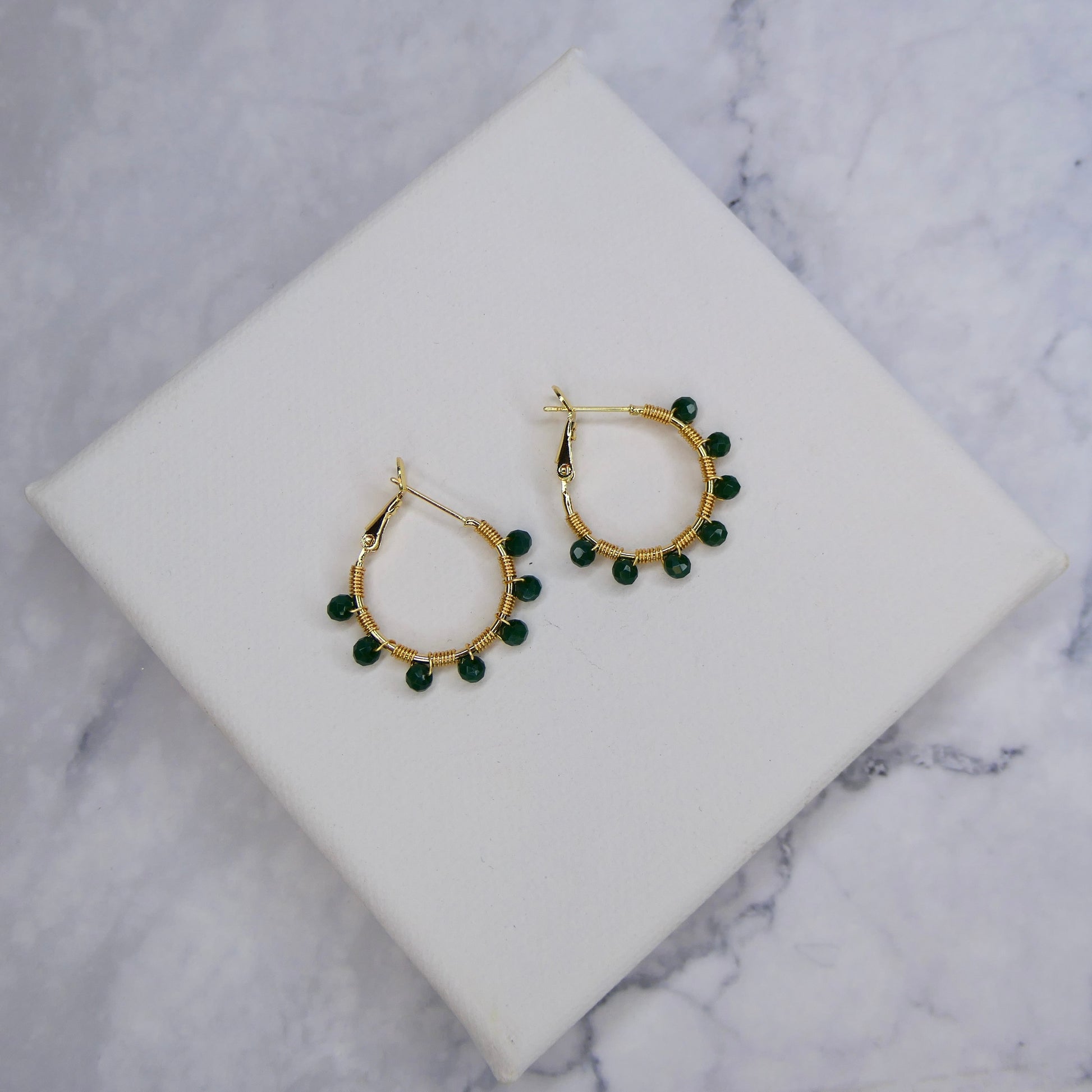 Aurora Crafted Style-Retro Hoop in Emerald (Gold)-Earrings-Aurora Crafted Jewellery-