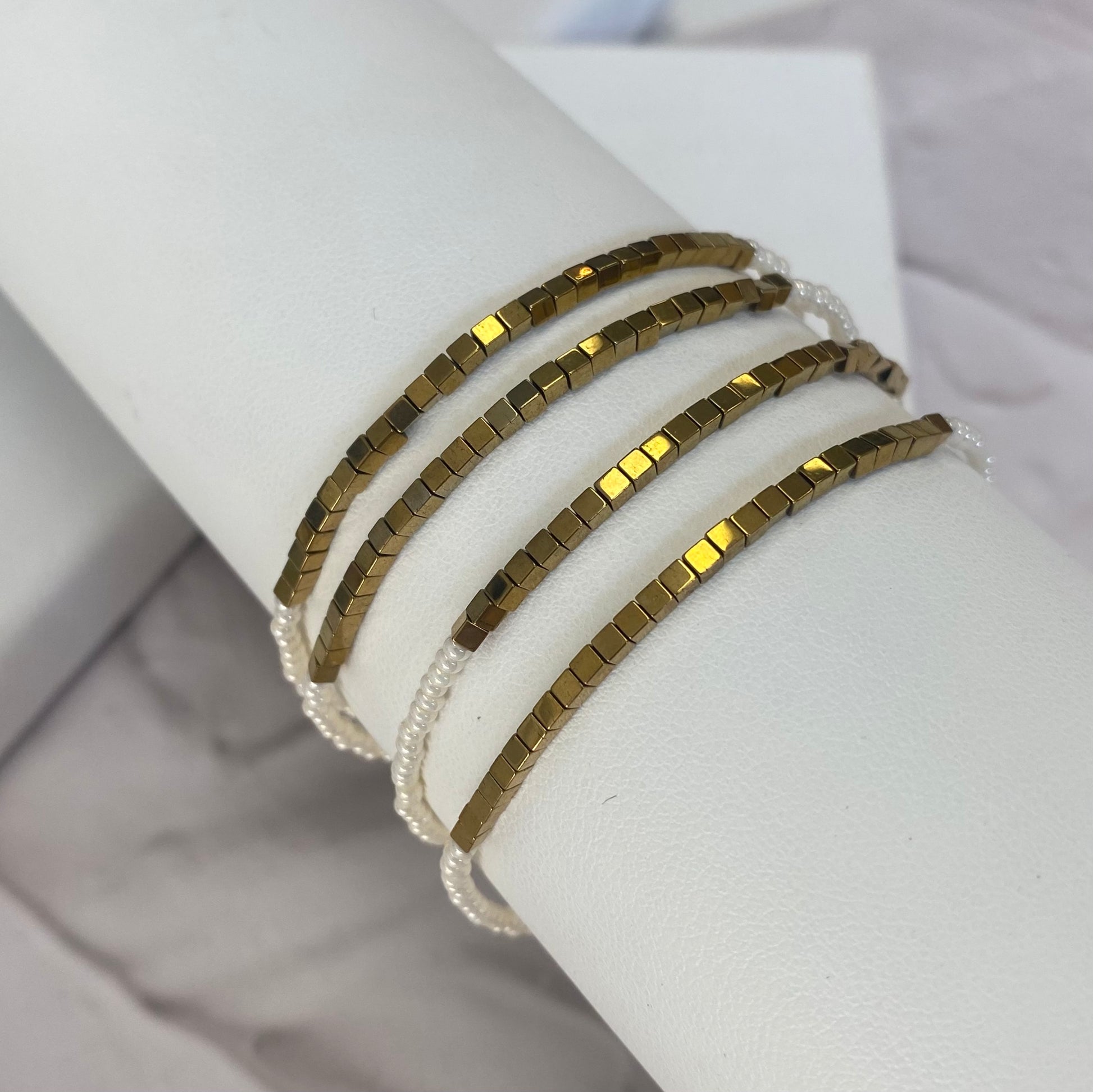 Aurora Crafted Style-Disco Bracelet in Gold and Pearl-BRACELETS-Aurora Crafted Jewellery-