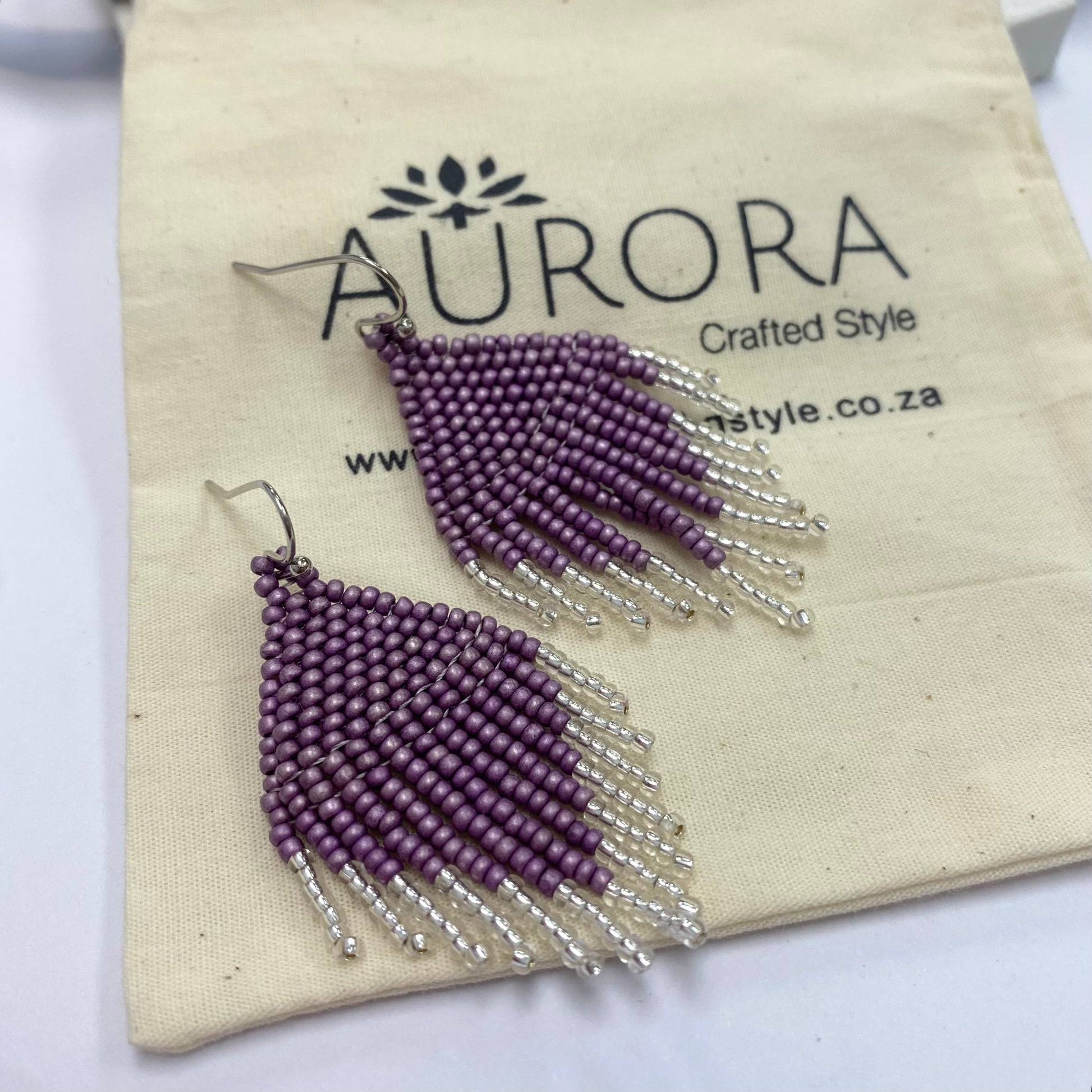 Aurora Crafted Style-Mini Tassels Lilac (Silver)-Earrings-Aurora Crafted Jewellery-