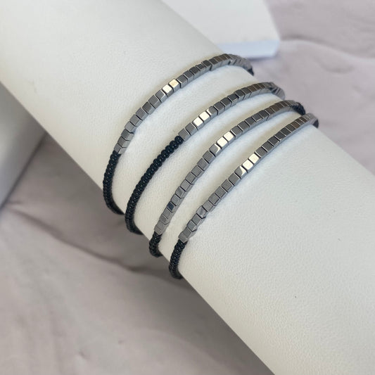 Aurora Crafted Style-Disco Bracelet in Silver and Black-BRACELETS-Aurora Crafted Jewellery-