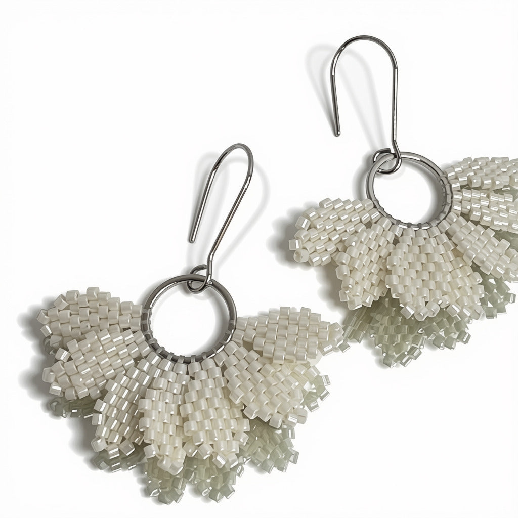 Aurora Crafted Style-Floral Wreath in Pearl (Silver)-Earrings-Aurora Crafted Jewellery-