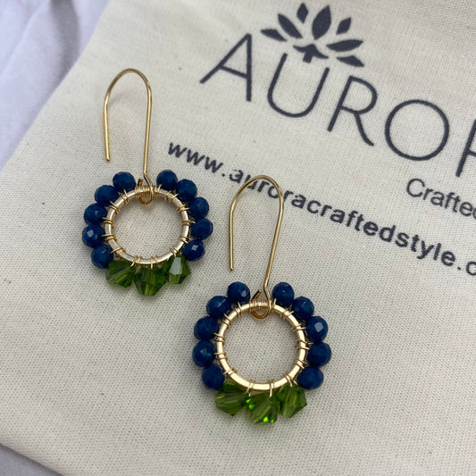 Aurora Crafted Style-Pretty Pop in Navy & Lime (Gold)-Earrings-Aurora Crafted Jewellery-