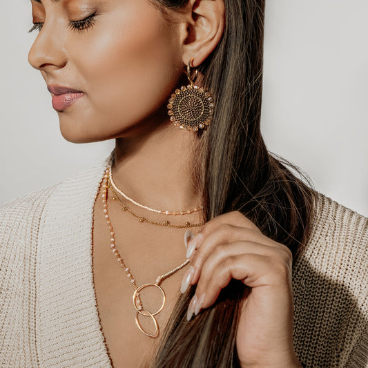 Aurora Crafted Style-Full Moon Reloaded in Mocha (Gold)-Earrings-Aurora Crafted Jewellery-