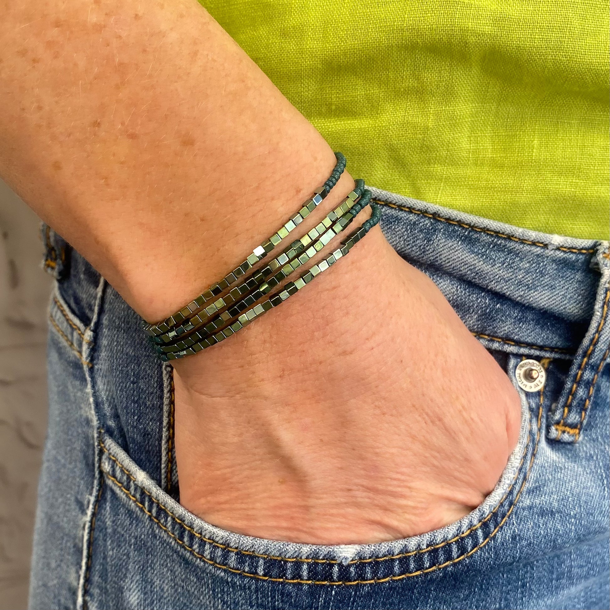 Aurora Crafted Style-Disco Bracelet in Green and Teal-BRACELETS-Aurora Crafted Jewellery-