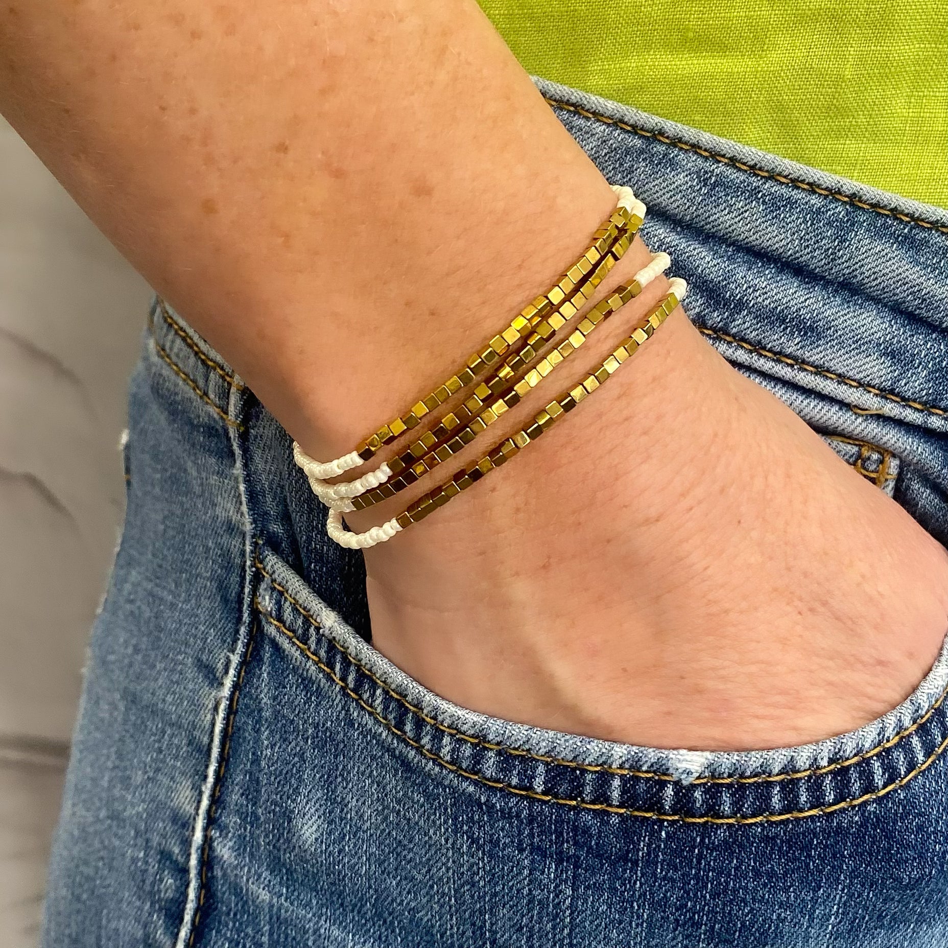 Aurora Crafted Style-Disco Bracelet in Gold and Pearl-BRACELETS-Aurora Crafted Jewellery-