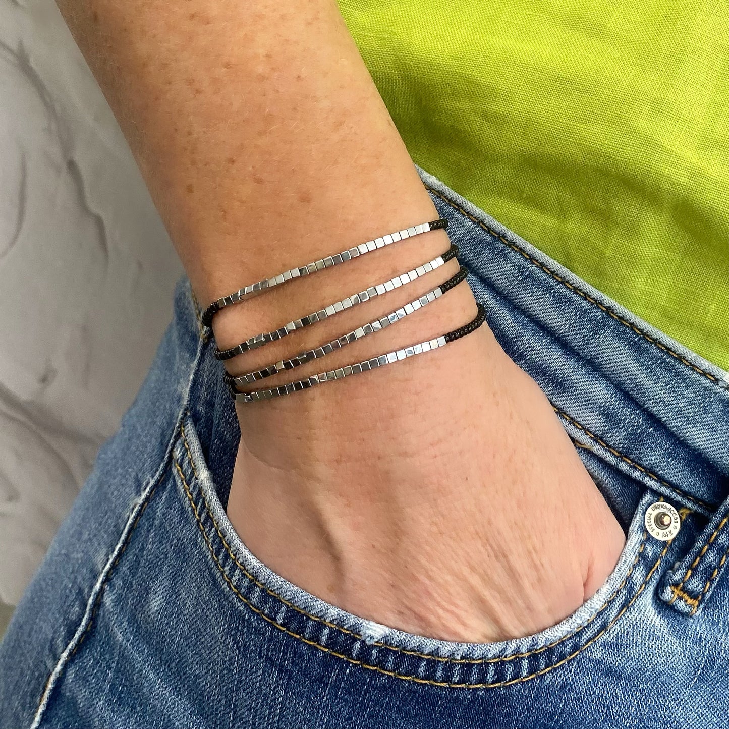 Aurora Crafted Style-Disco Bracelet in Silver and Black-BRACELETS-Aurora Crafted Jewellery-