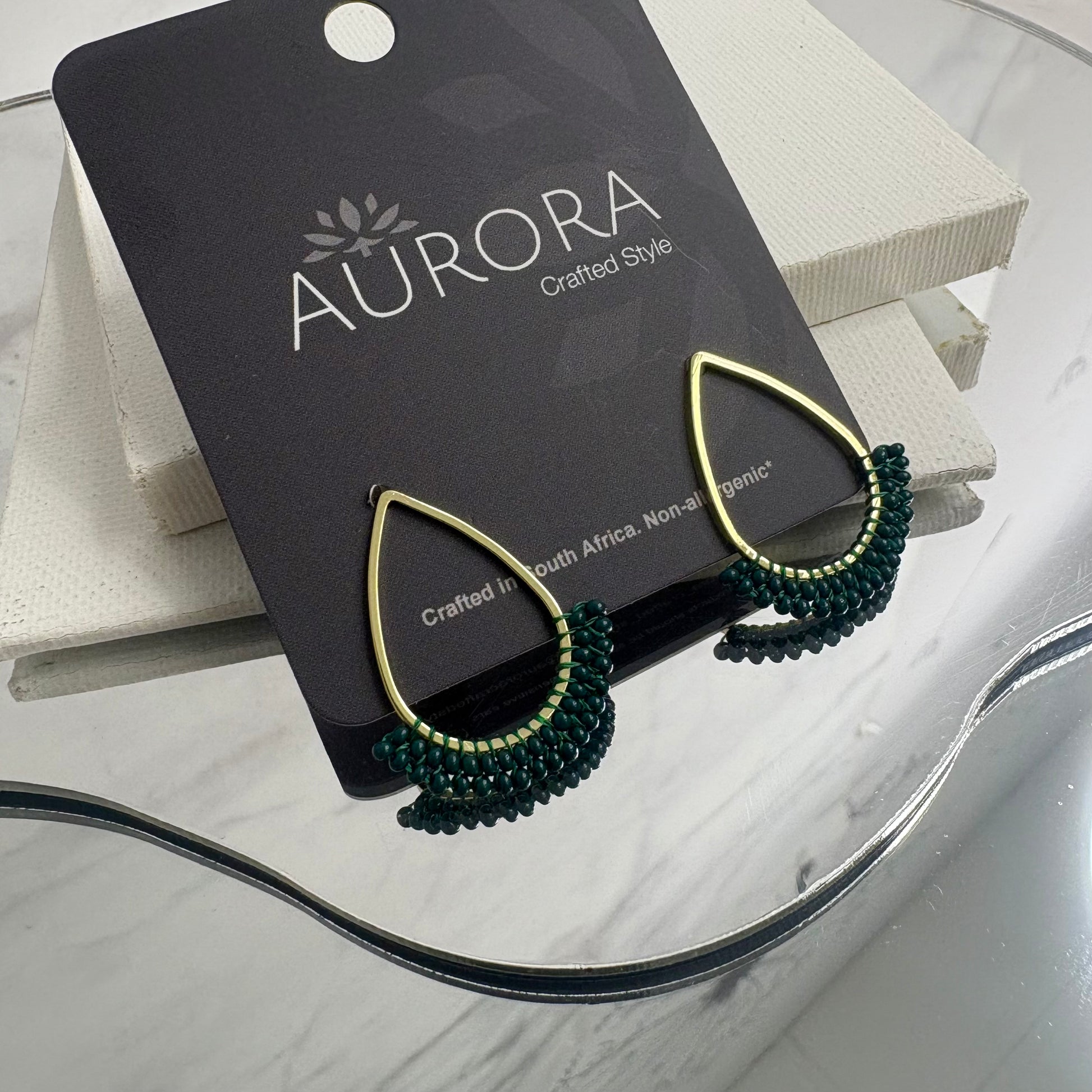 Aurora Crafted Style-Dipped Teardrop Stud in Midnight Teal (gold)-Earrings-Aurora Crafted Jewellery-