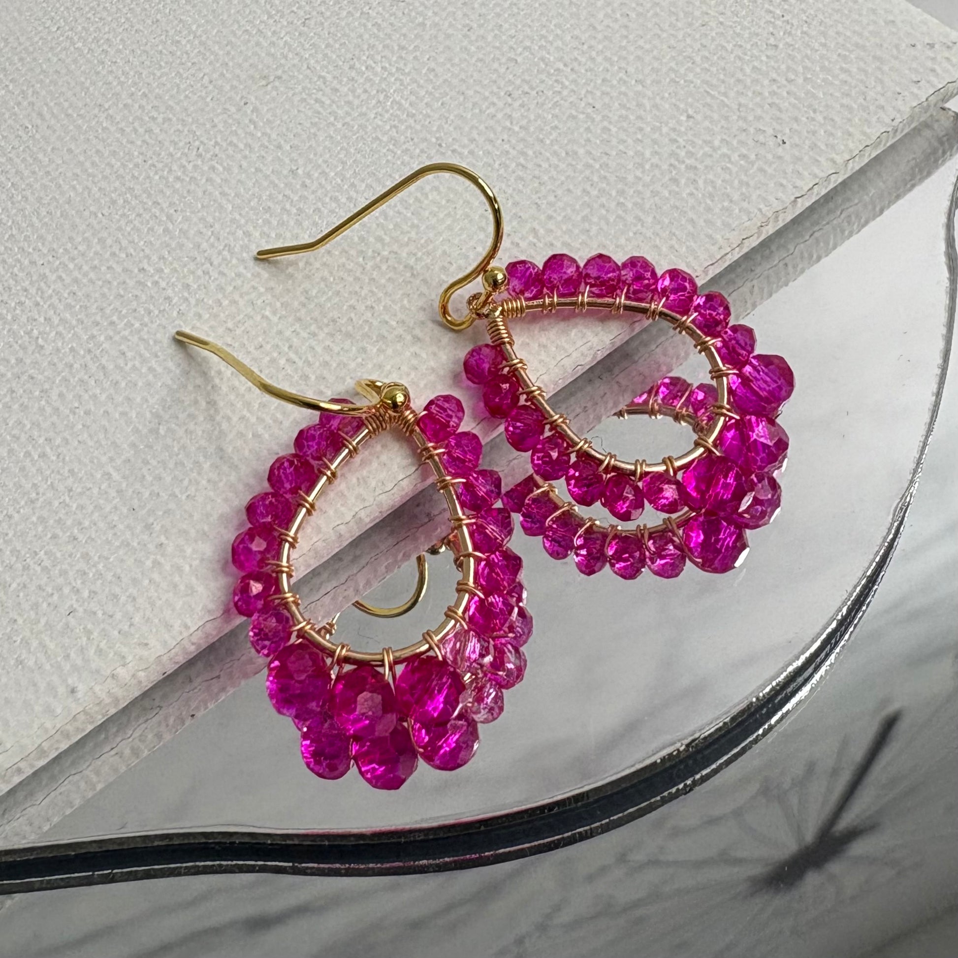Aurora Crafted Style-Petite Teardrop in Hot Pink (gold)-Earrings-Aurora Crafted Jewellery-