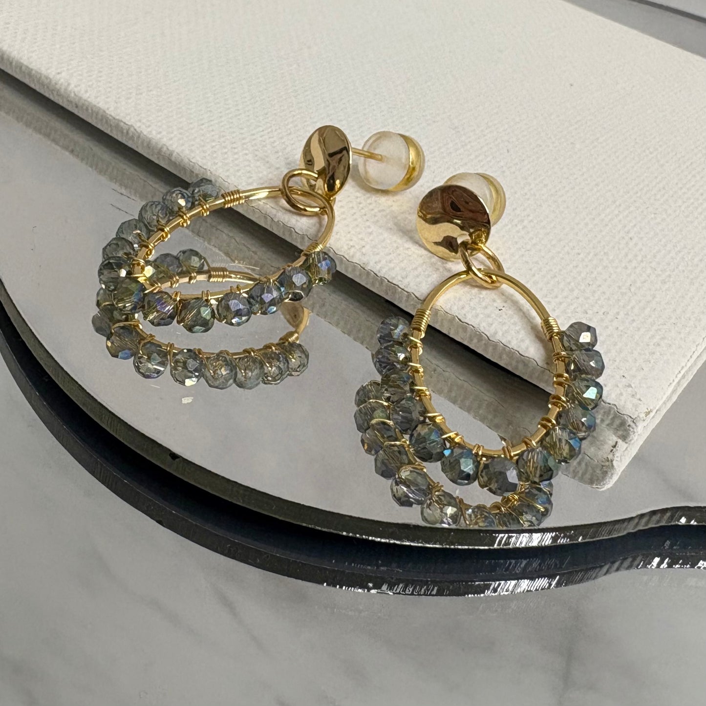 Aurora Crafted Style-Oval Drops in Mediterranean Shimmer (gold)-Earrings-Aurora Crafted Jewellery-