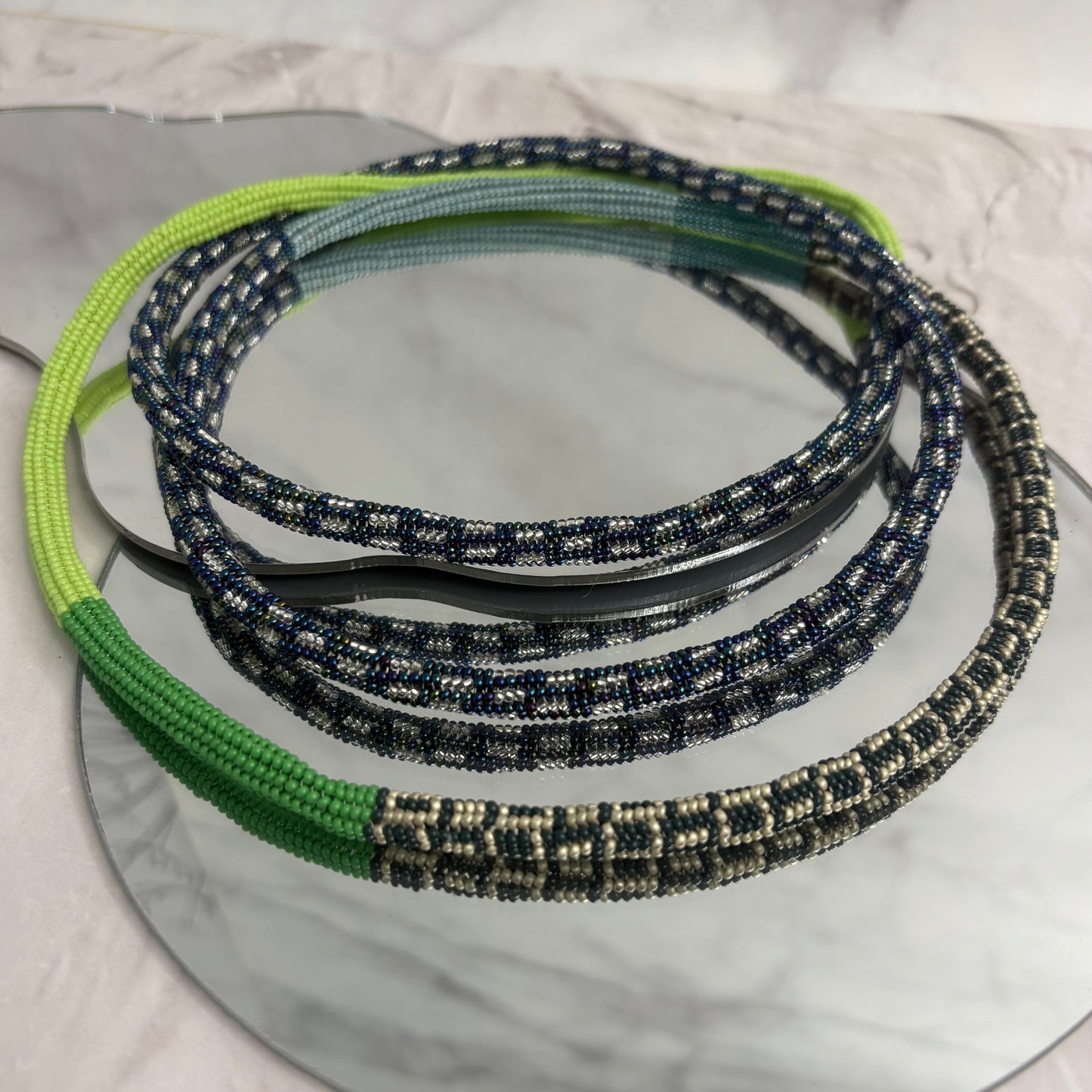 Aurora Crafted Style-Infinity Necklace Teals & Blues Appeal-NECKLACES-Aurora Crafted Jewellery-