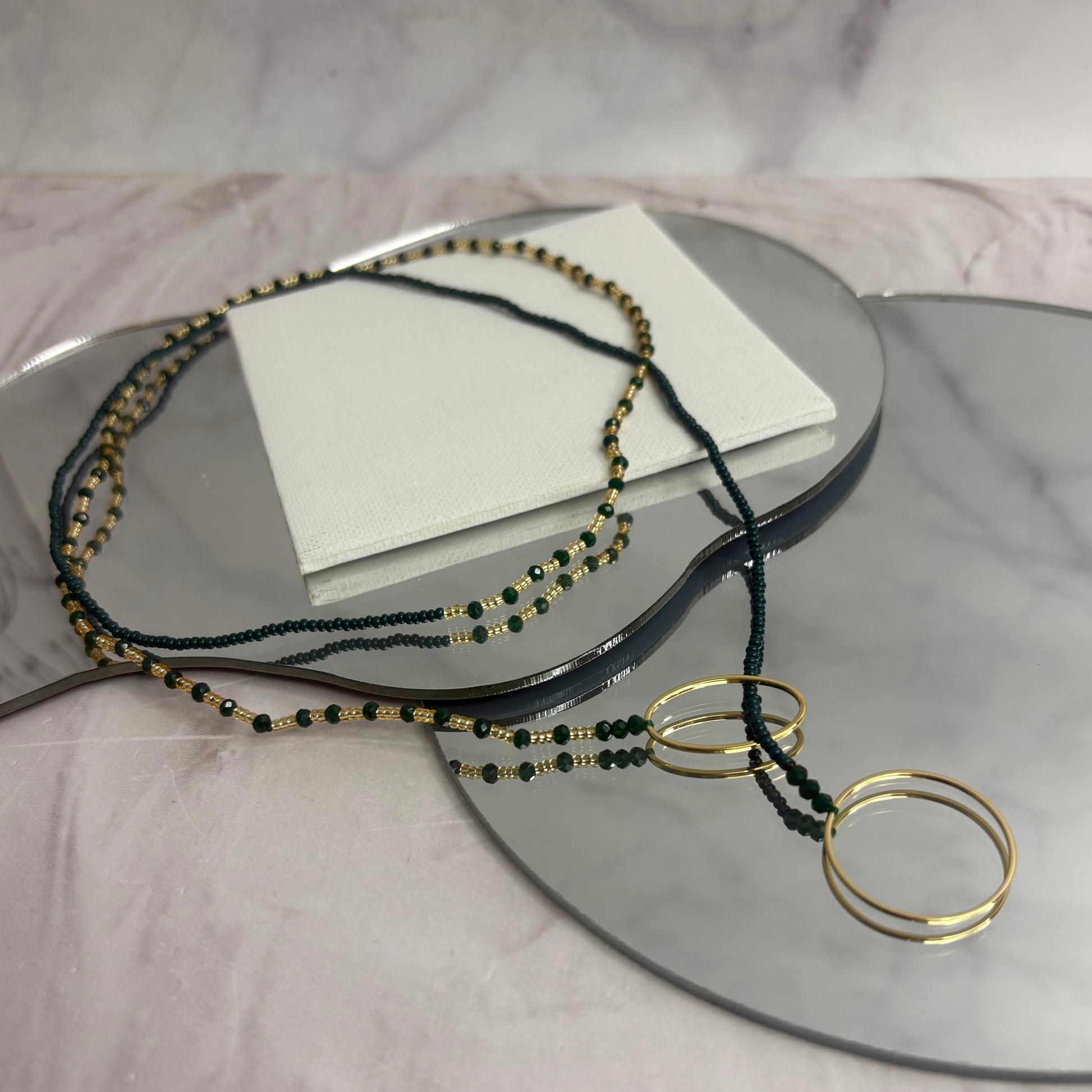 Aurora Crafted Style-Fob Necklace Midnight Teal (Gold)-NECKLACES-Aurora Crafted Style-