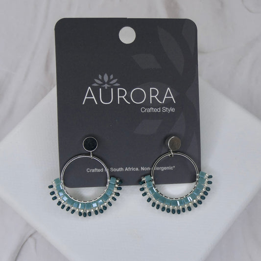Aurora Crafted Style-Small Mosaic Stud Sage (Silver)-Earrings-Aurora Crafted Jewellery-