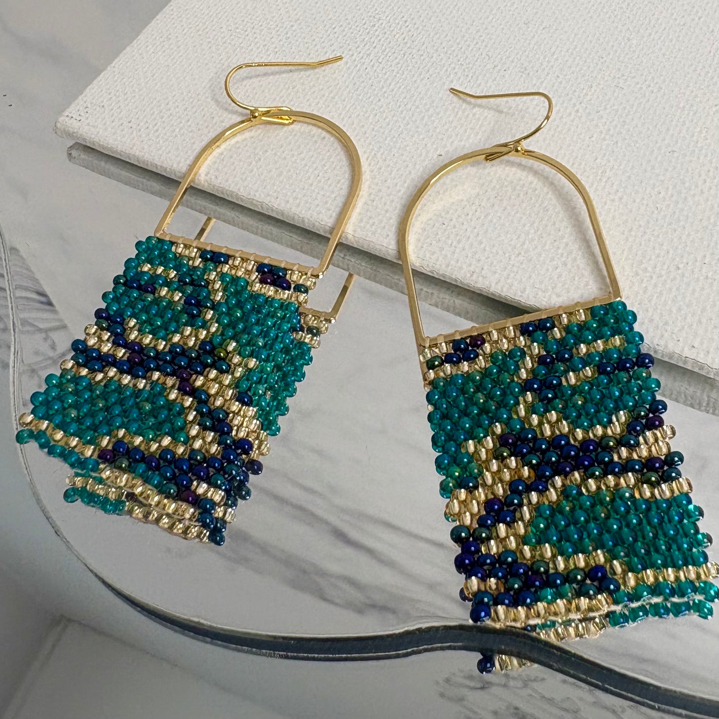 Aurora Crafted Style-Turquoise Python Horseshoe (Gold)-Earrings-Aurora Crafted Jewellery-