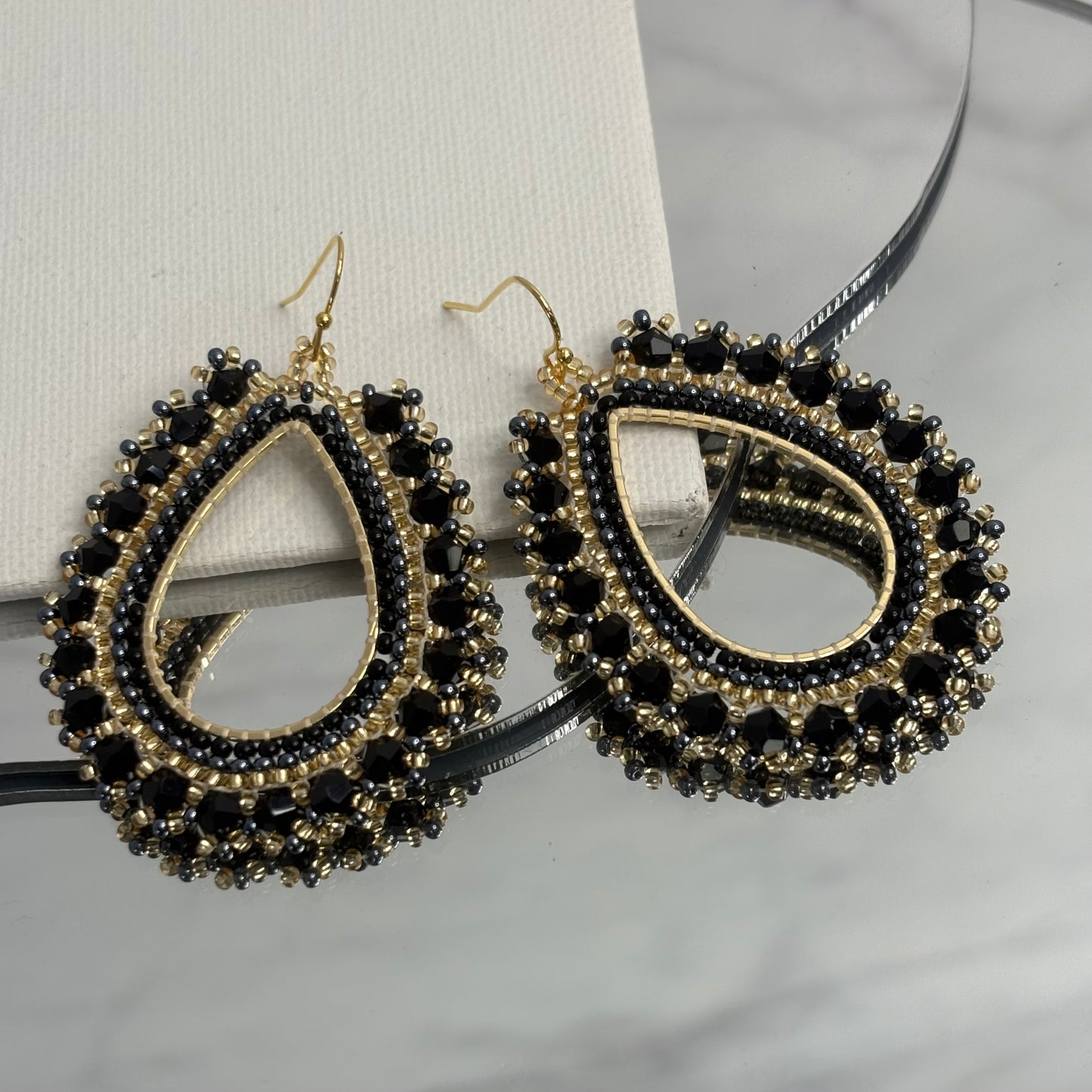 Aurora Crafted Style-Full Frida in Onyx (gold)-Earrings-Aurora Crafted Jewellery-