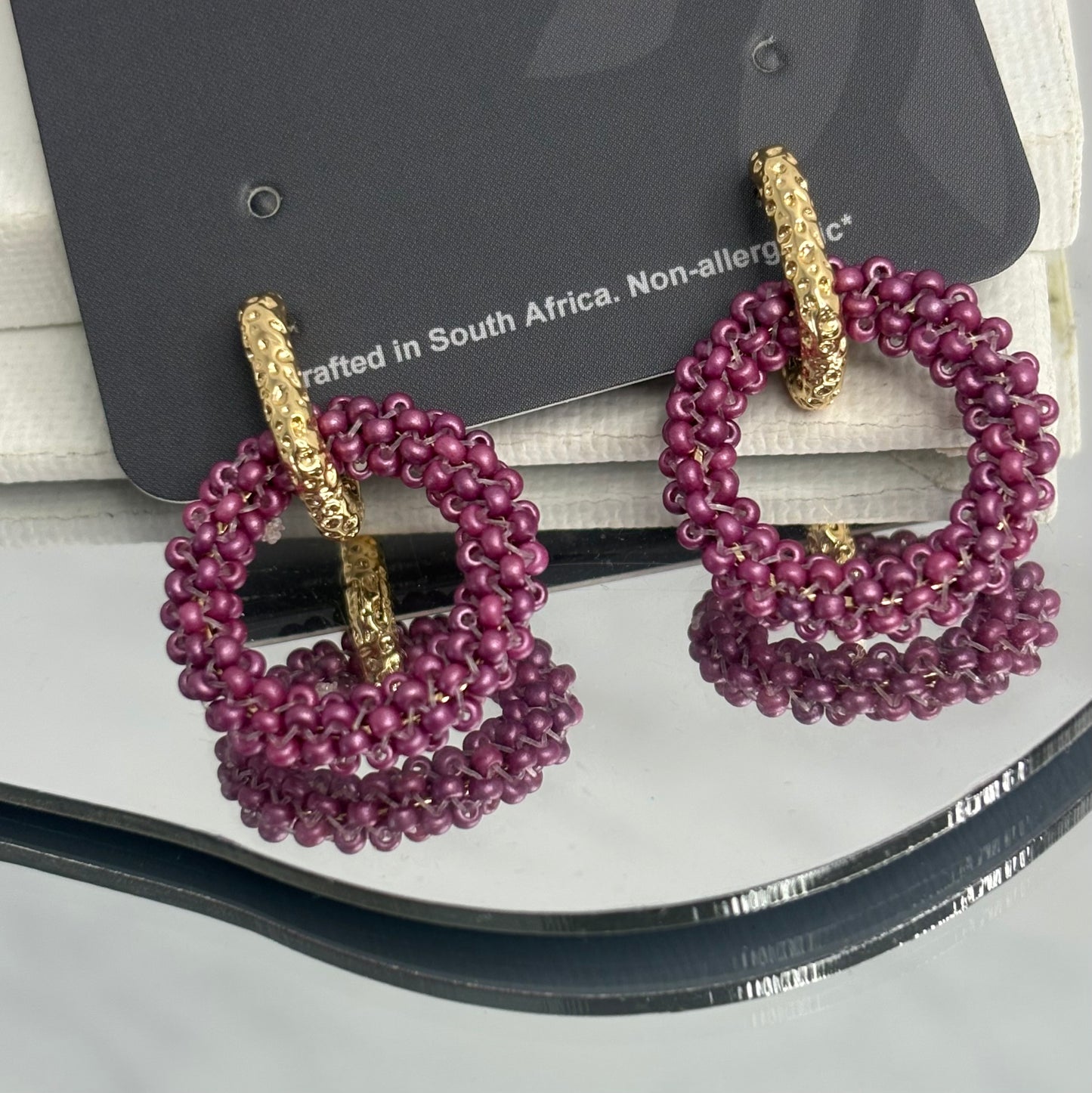 Aurora Crafted Style-Princess Drop in Muted Fuchsia (Gold)-Earrings-Aurora Crafted Jewellery-