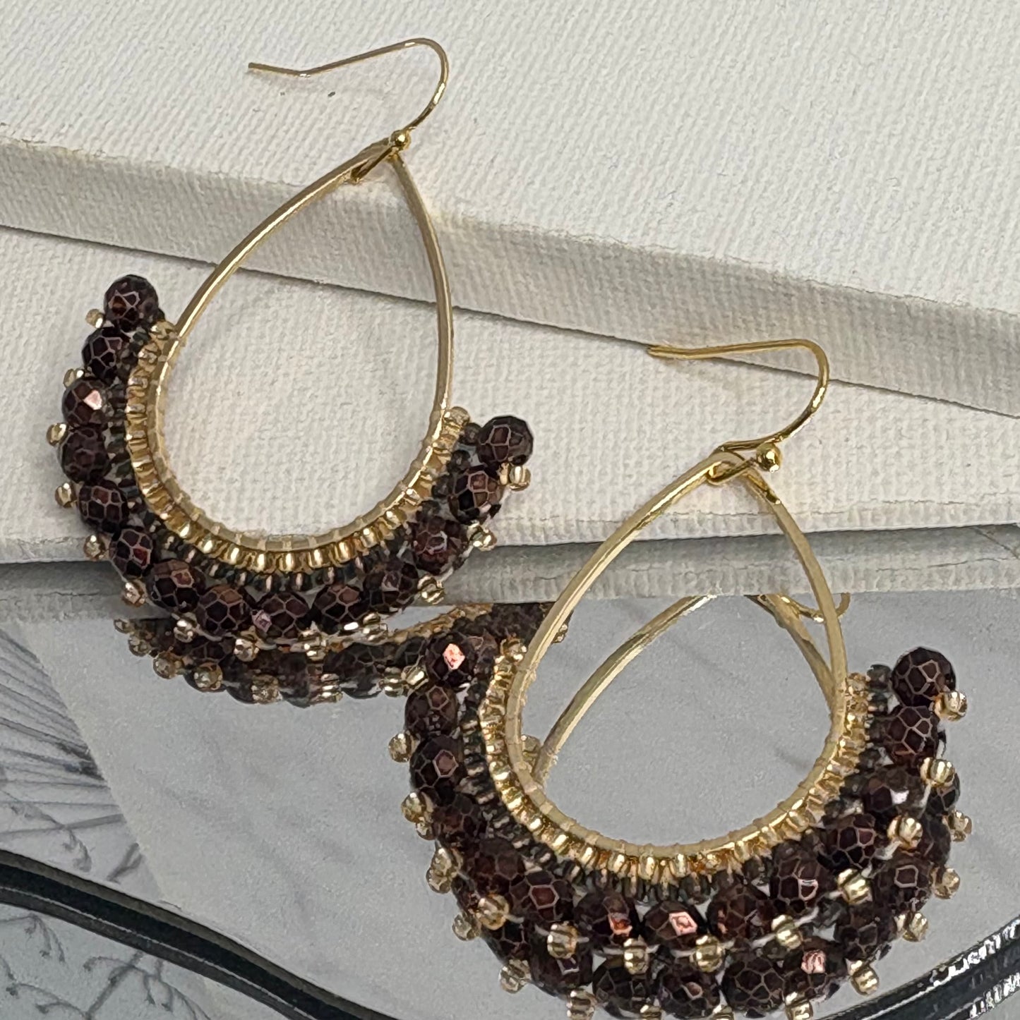 Aurora Crafted Style-Half Frida in Chocolate (Gold)-Earrings-Aurora Crafted Jewellery-