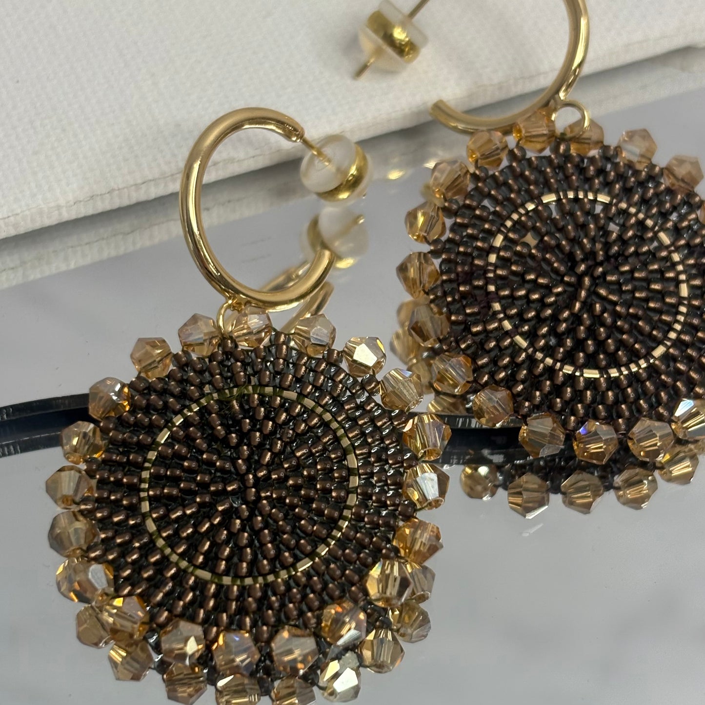 Aurora Crafted Style-Full Moon Reloaded in Mocha (Gold)-Earrings-Aurora Crafted Jewellery-