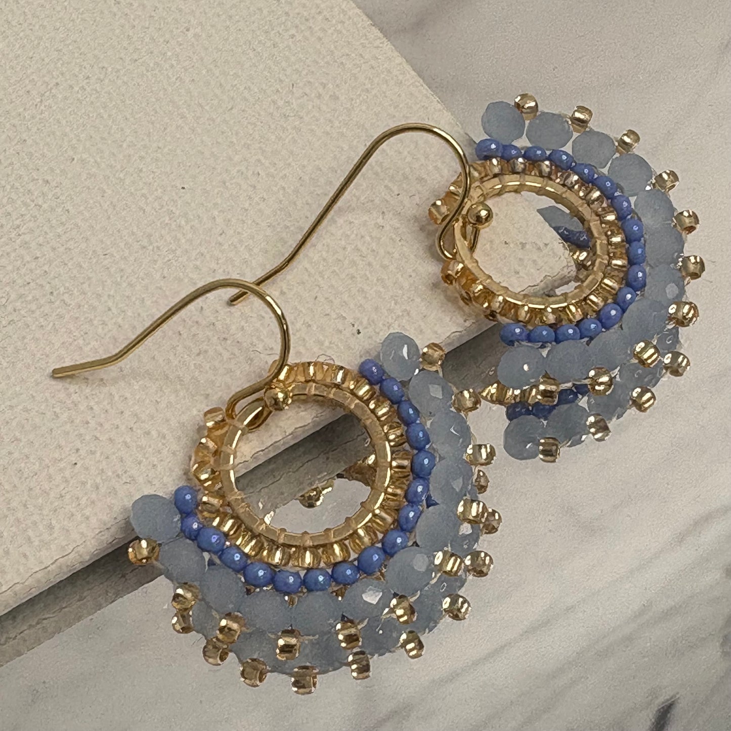 Aurora Crafted Style-Mini Mosaic in Baby Blue (Gold)-Earrings-Aurora Crafted Jewellery-