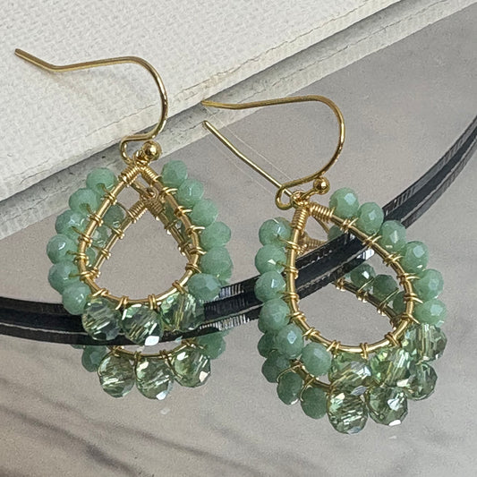 Aurora Crafted Style-Petite Teardrop in Sage (Gold)-Earrings-Aurora Crafted Jewellery-