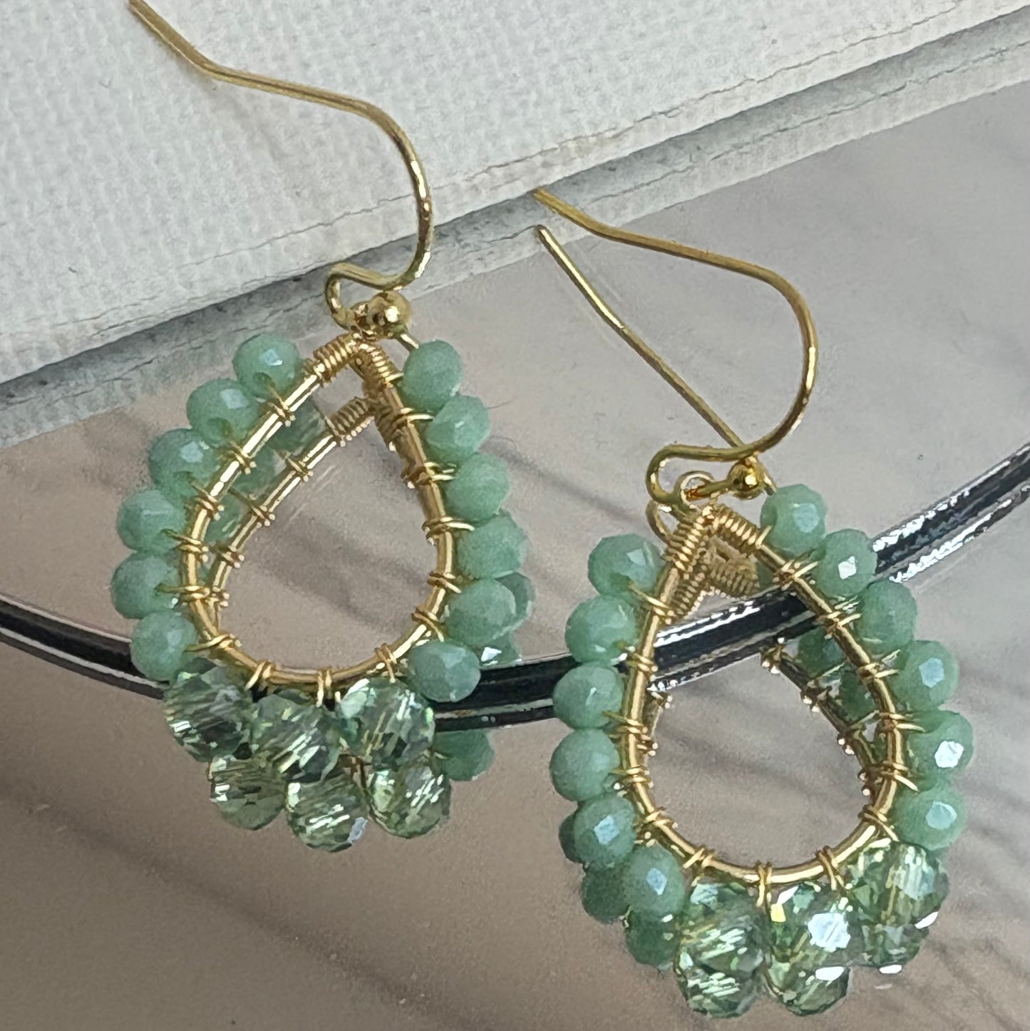 Aurora Crafted Style-Petite Teardrop in Sage (Gold)-Earrings-Aurora Crafted Jewellery-