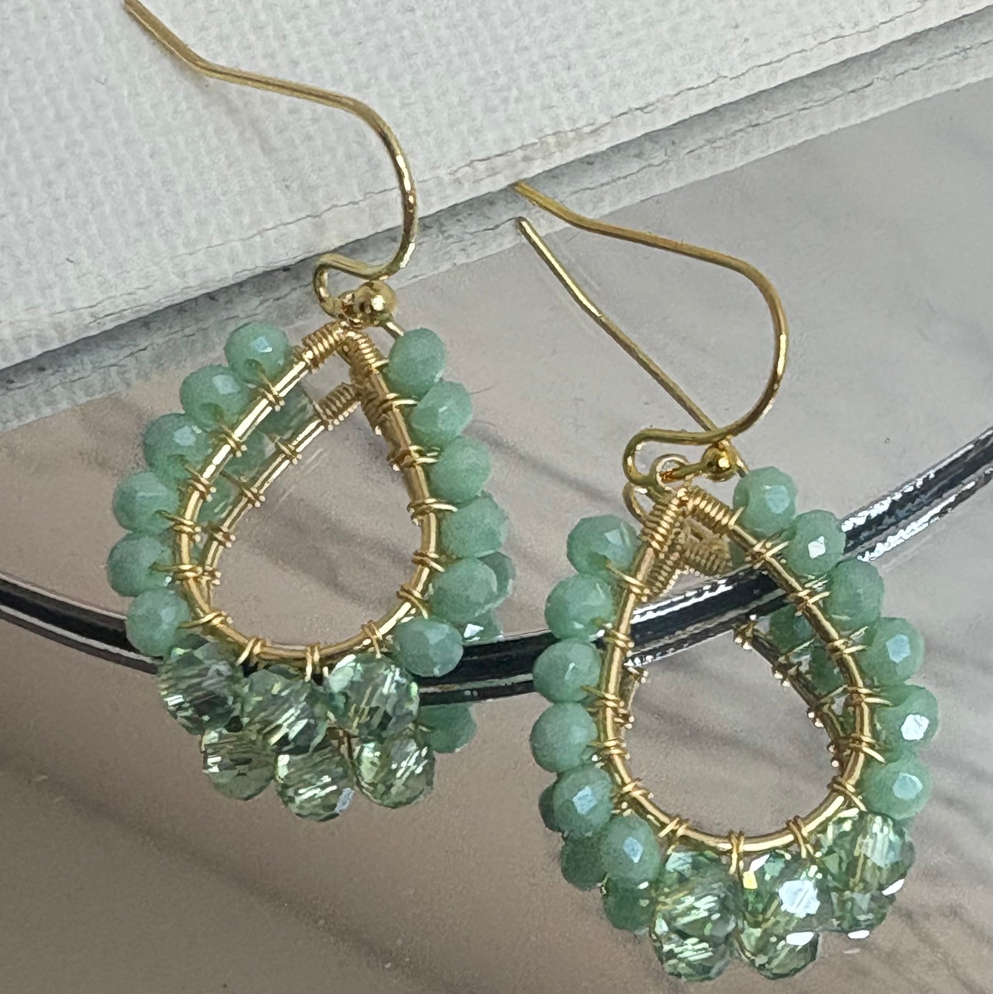 Aurora Crafted Style-Petite Teardrop in Sage (Gold)-Earrings-Aurora Crafted Jewellery-