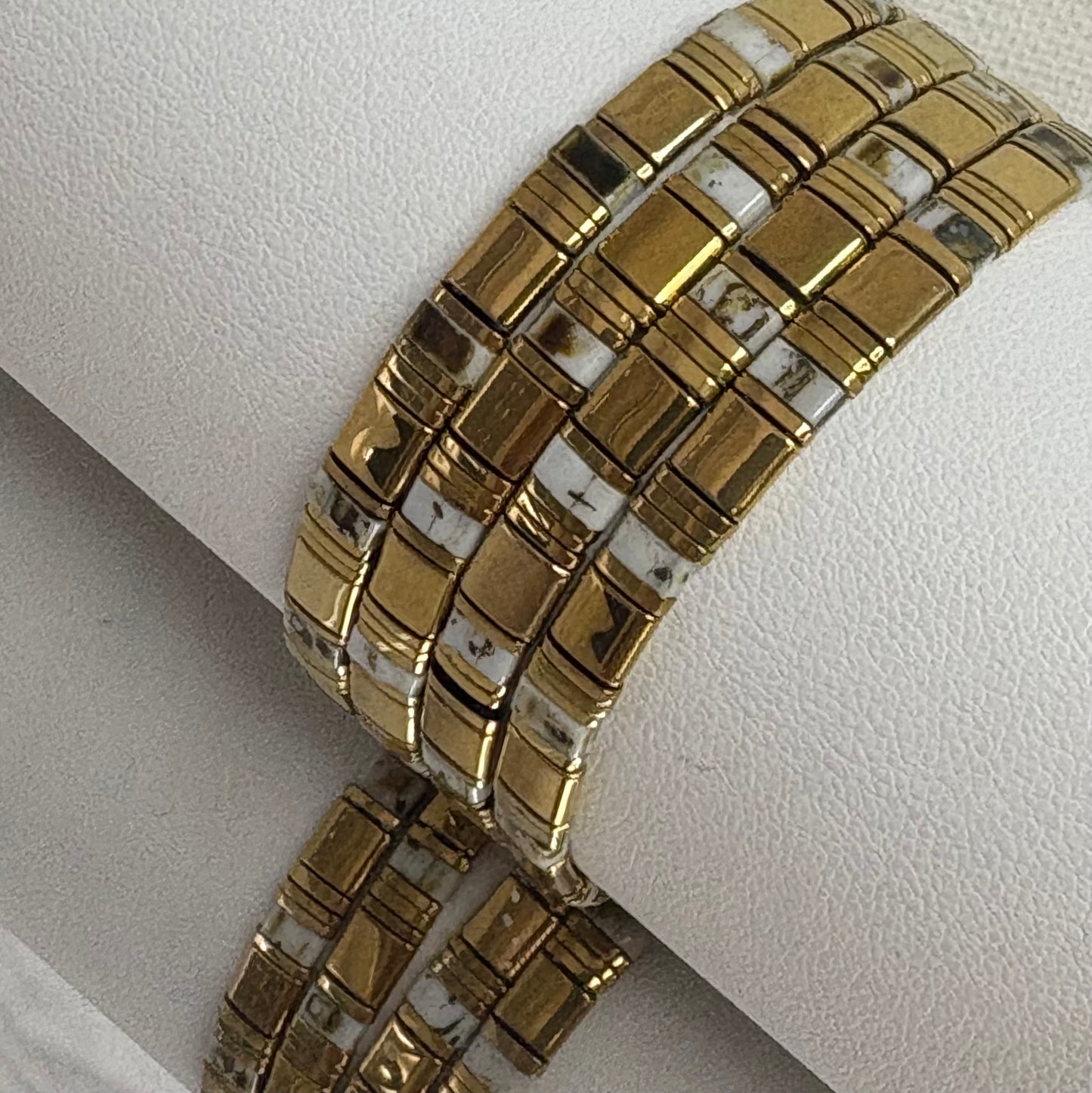 Aurora Crafted Style-Tila Bracelet Marble Gold-BRACELETS-Aurora Crafted Jewellery-