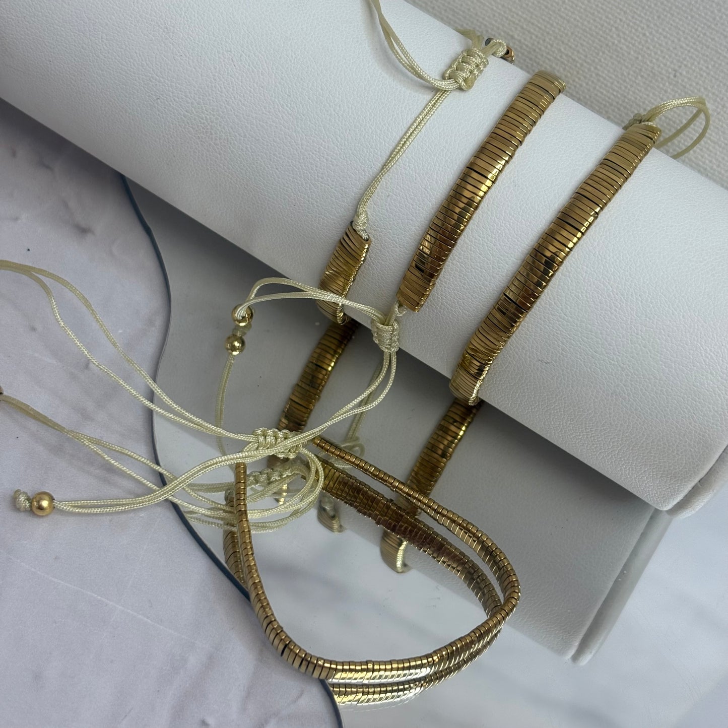 Aurora Crafted Style-Tila Bracelet Mostly Midas (drawstring)-BRACELETS-Aurora Crafted Jewellery-
