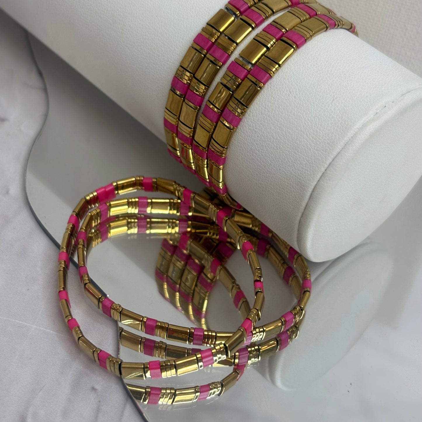 Aurora Crafted Style-Tila Bracelet Pops of Pink-BRACELETS-Aurora Crafted Jewellery-
