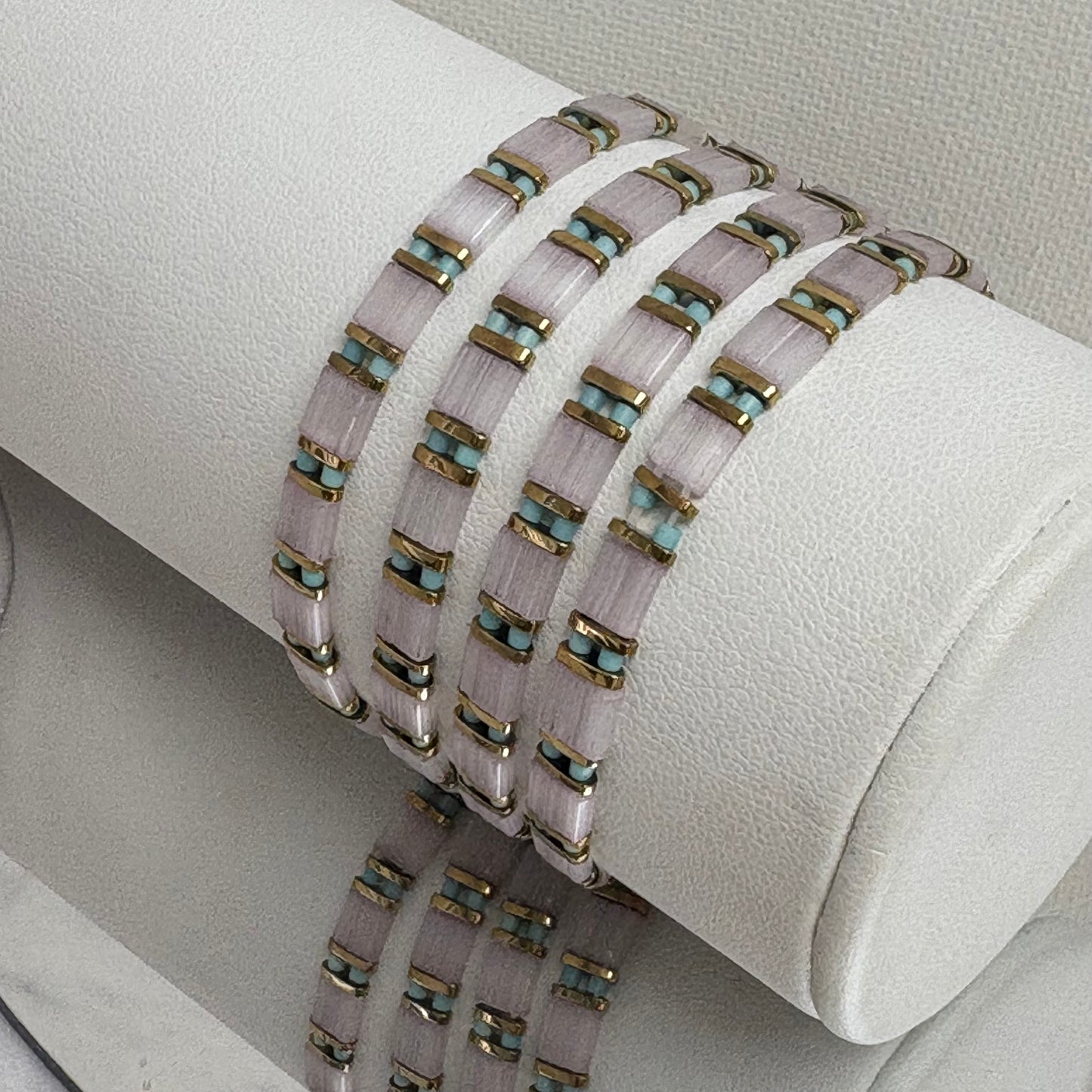 Aurora Crafted Style-Tila Bracelet Pale Pink & Turquoise-BRACELETS-Aurora Crafted Jewellery-