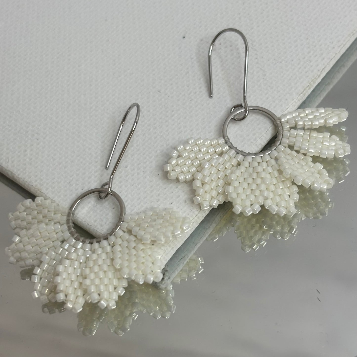 Aurora Crafted Style-Floral Wreath in Pearl (Silver)-Earrings-Aurora Crafted Jewellery-