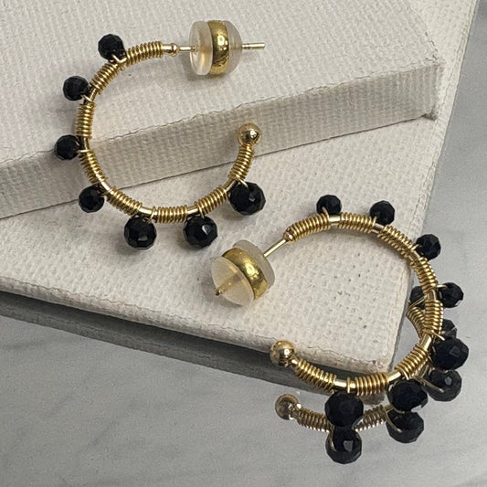 Aurora Crafted Style-Bubble Hoops in Onyx (Gold)-Aurora Crafted Style-