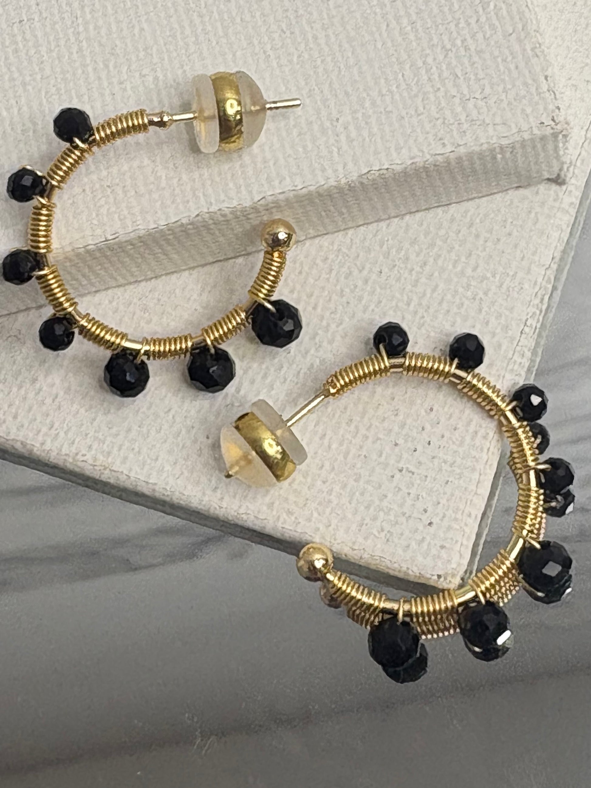 Aurora Crafted Style-Bubble Hoops in Onyx (Gold)-Aurora Crafted Style-