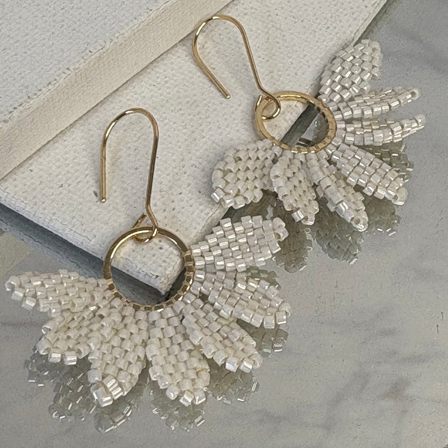 Aurora Crafted Style-Floral Wreath in Pearl (Gold)-Earrings-Aurora Crafted Jewellery-
