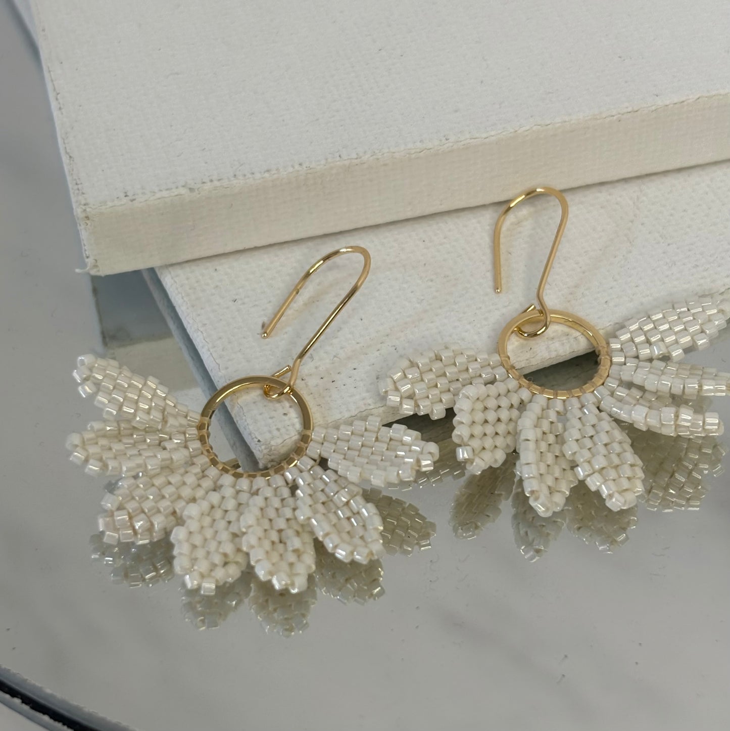 Aurora Crafted Style-Floral Wreath in Pearl (Gold)-Earrings-Aurora Crafted Jewellery-