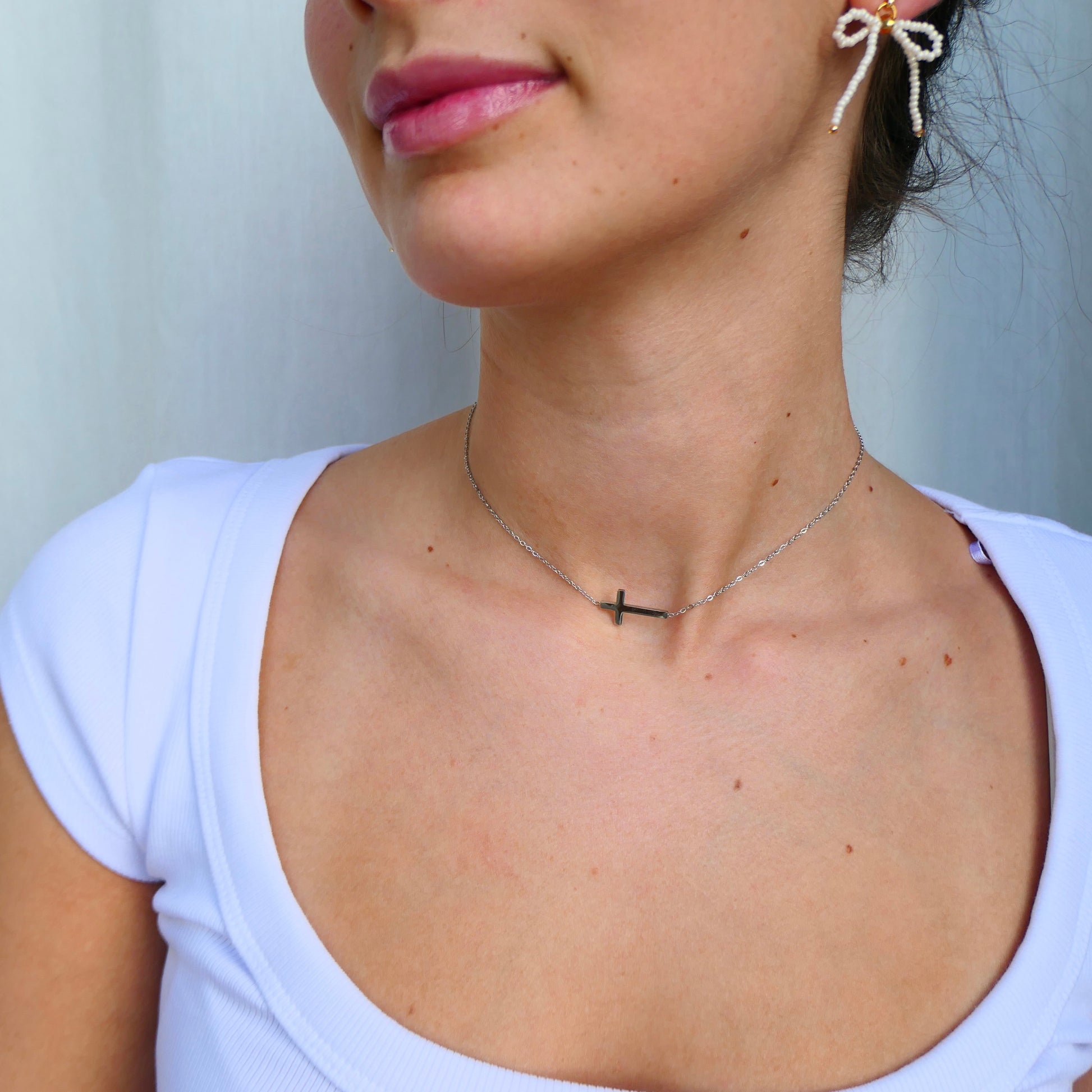 Aurora Crafted Style-Waterproof Cross Necklace (Silver)-NECKLACES-Aurora Crafted Style-