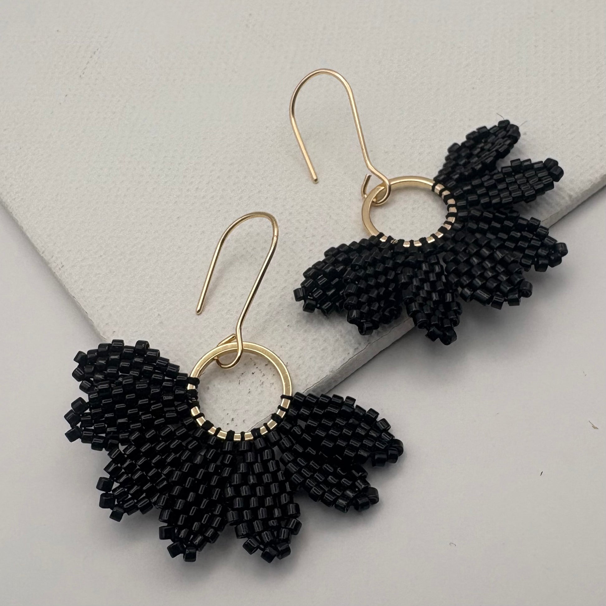 Aurora Crafted Style-Floral Wreath in Onyx (Gold)-Earrings-Aurora Crafted Jewellery-