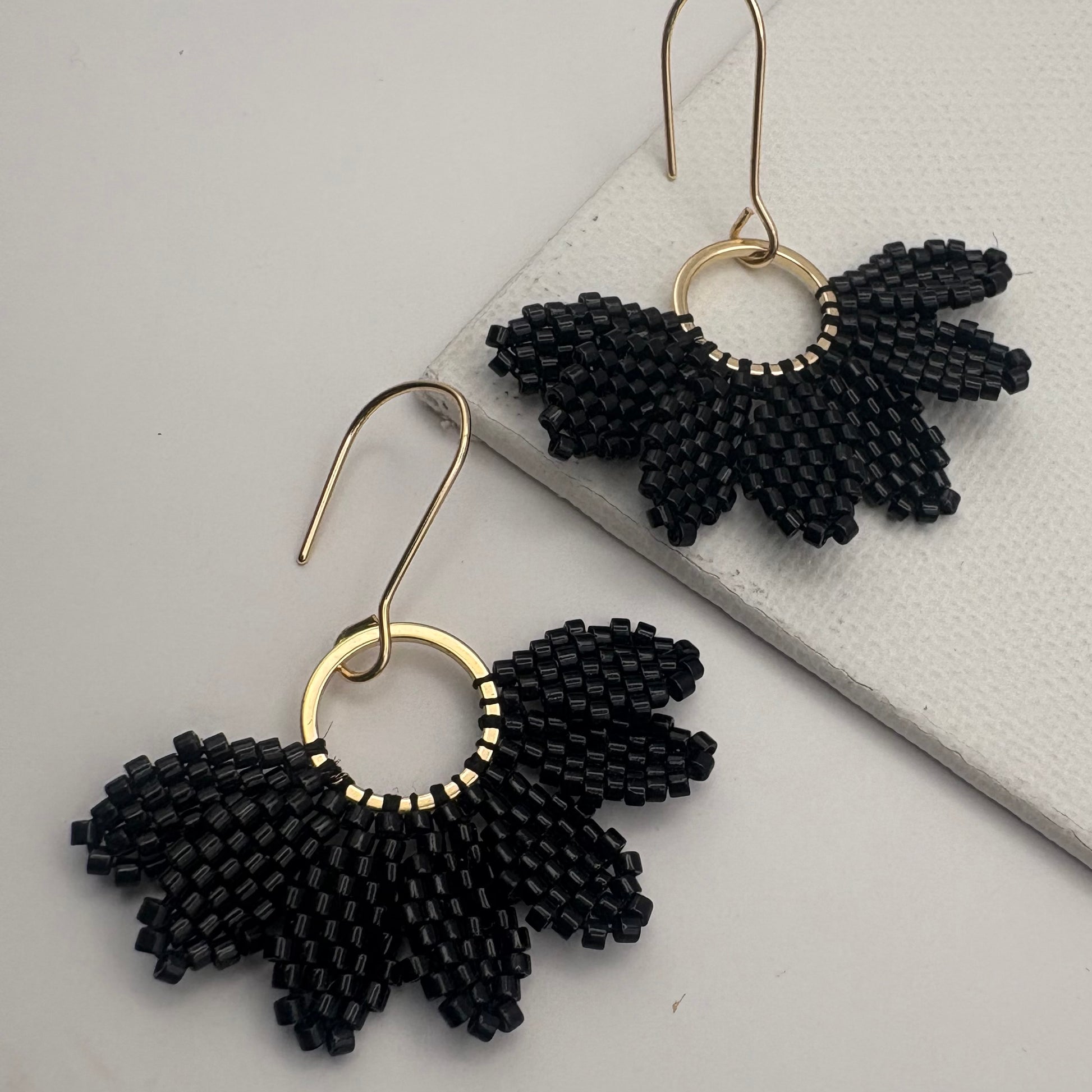 Aurora Crafted Style-Floral Wreath in Onyx (Gold)-Earrings-Aurora Crafted Jewellery-