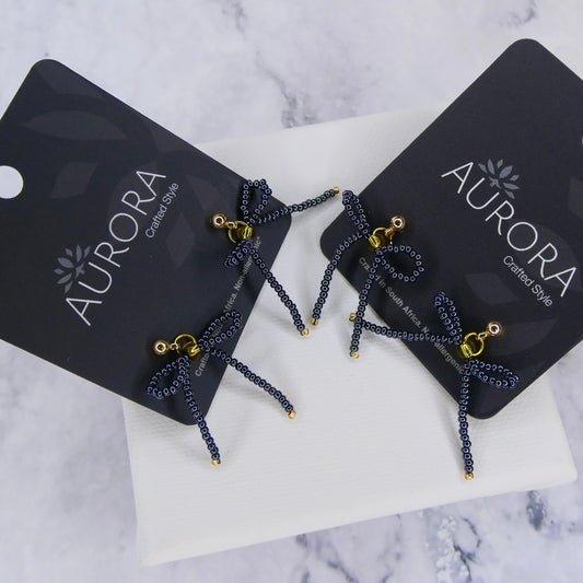 Aurora Crafted Style-The Mini Noya Bow in Granite (Gold)-Earrings-Aurora Crafted Jewellery-