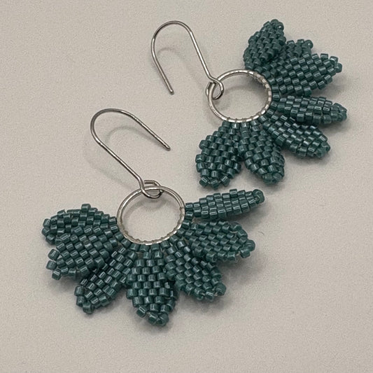 Aurora Crafted Style-Floral Wreath in Sage (Silver)-Earrings-Aurora Crafted Jewellery-