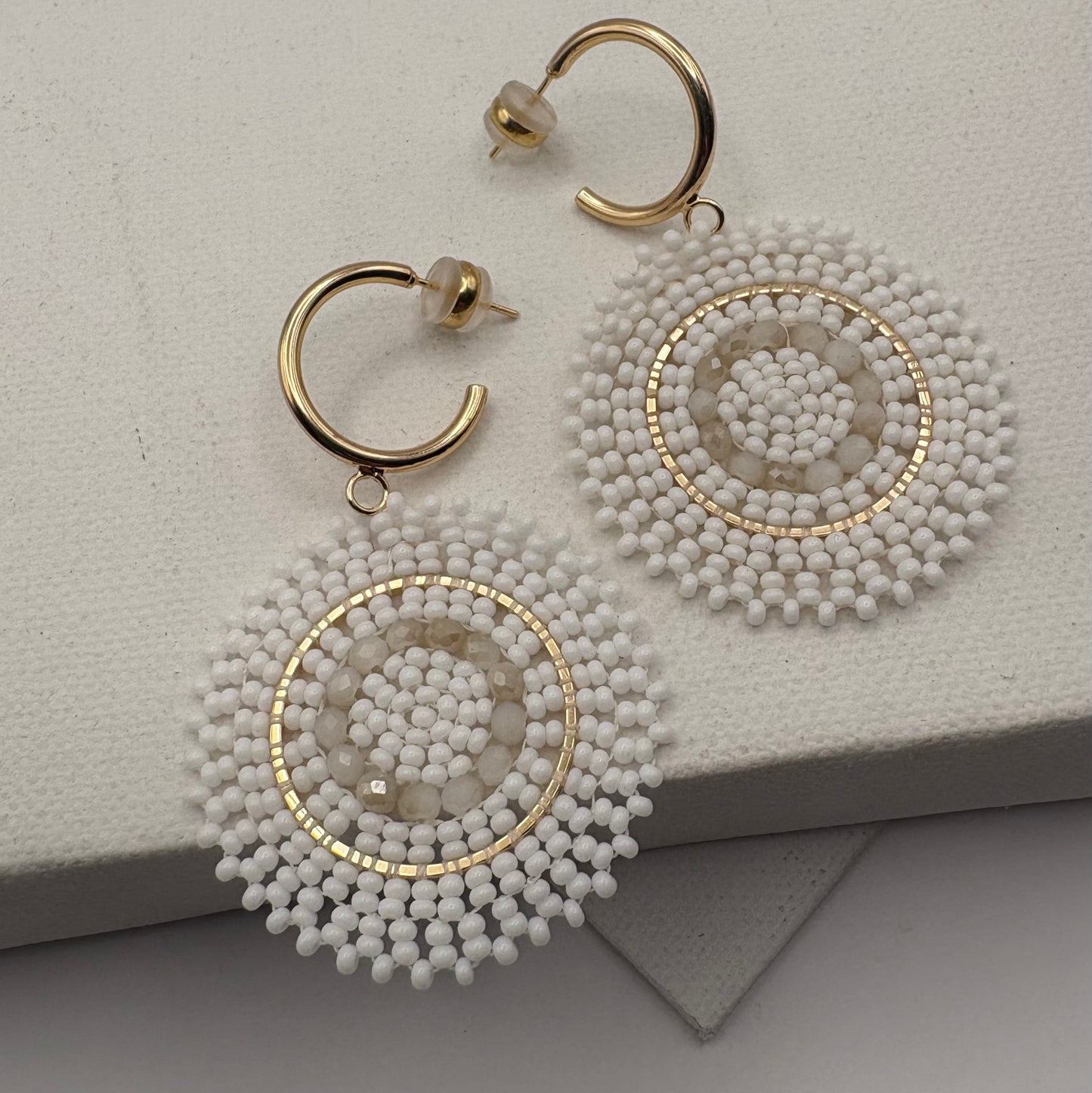 Aurora Crafted Style-Full Moon Reloaded in Angel White (gold)-Earrings-Aurora Crafted Jewellery-