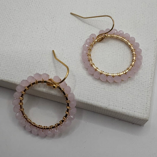 Aurora Crafted Style-Aurora Huggies in Baby Pink (Gold)-Earrings-Aurora Crafted Jewellery-