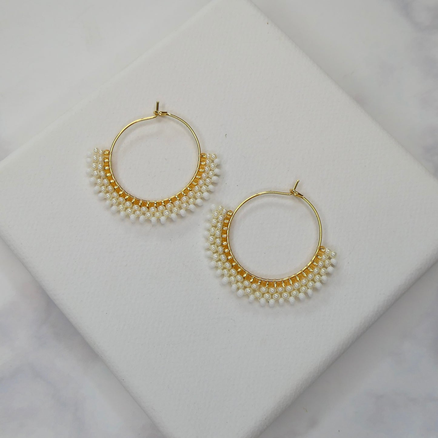 Aurora Crafted Style-Boho Hoop Pearly White-Aurora Crafted Style-
