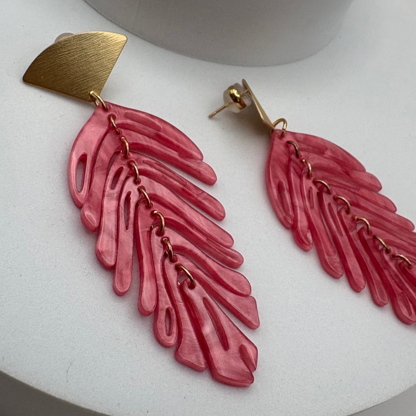 Aurora Crafted Style-Delicious Flamingo Fronds (Gold)-Earrings-Aurora Crafted Jewellery-