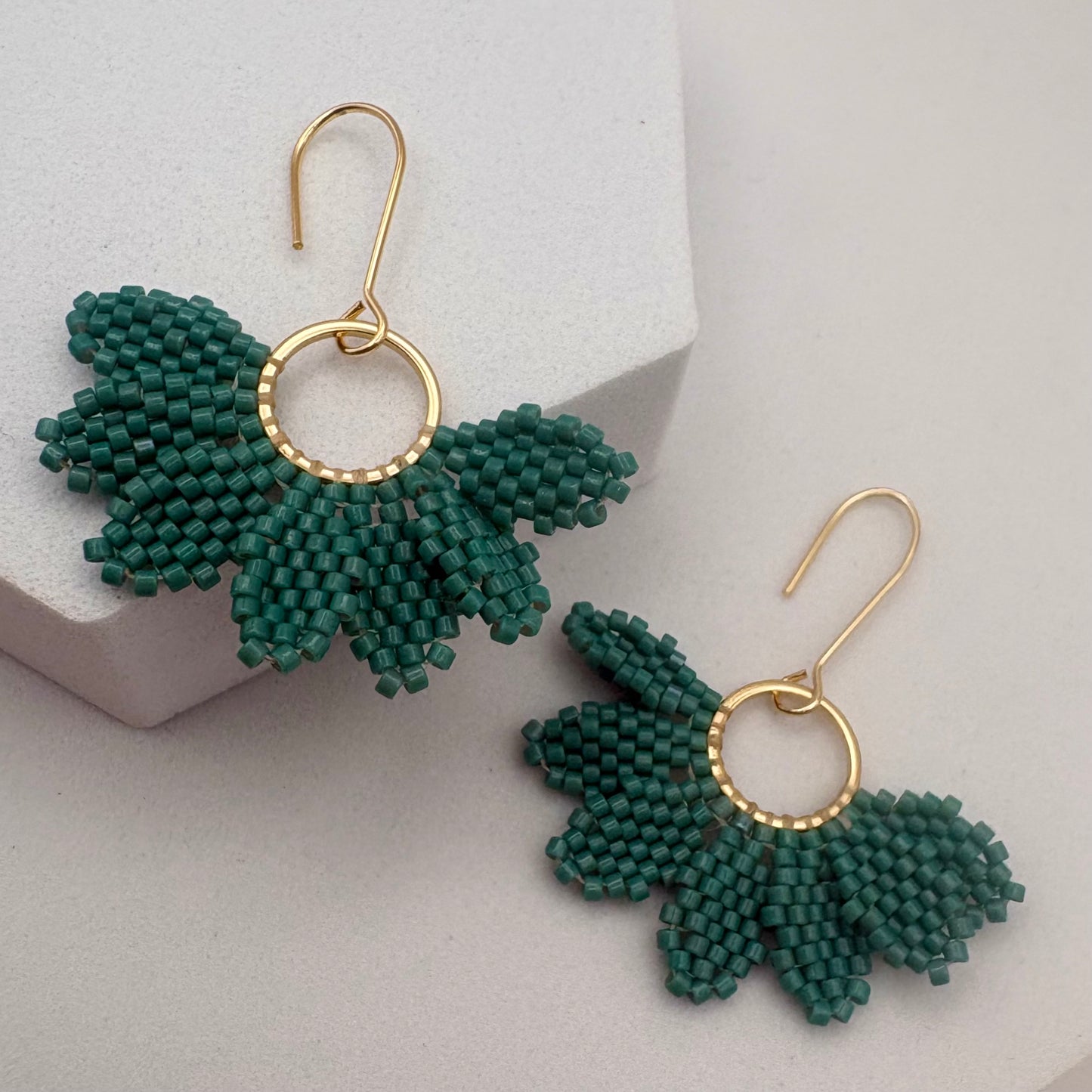 Aurora Crafted Style-Floral Wreath in Matte Jade (Gold)-Earrings-Aurora Crafted Jewellery-