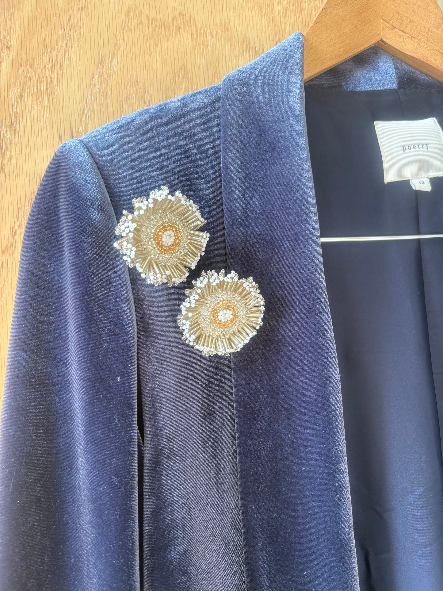 Aurora Crafted Style-Darling Dahlia Brooch in Shimmery White-Earrings-Aurora Crafted Jewellery-