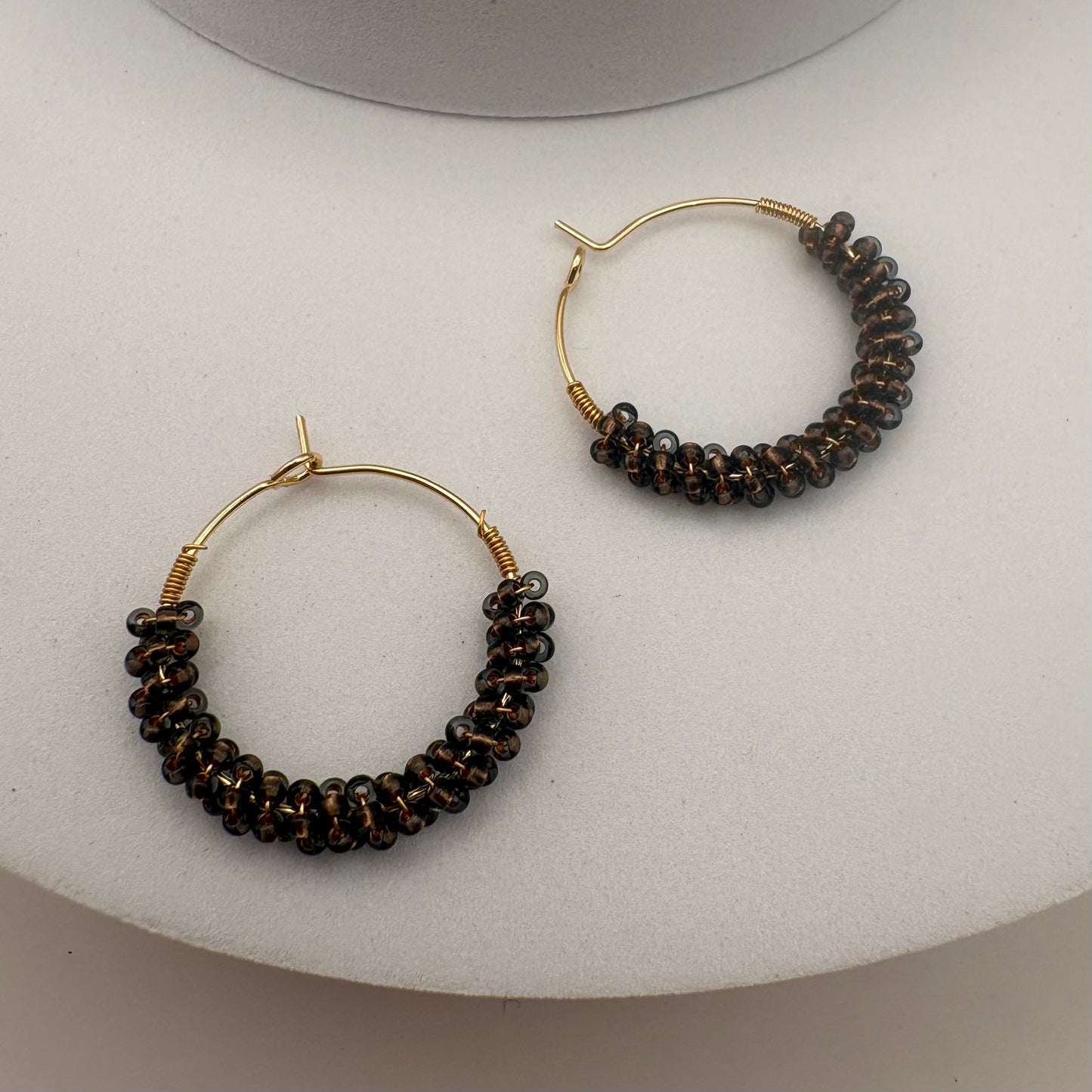 Aurora Crafted Style-Wrapped Hoops in Mocha (Gold)-Earrings-Aurora Crafted Jewellery-