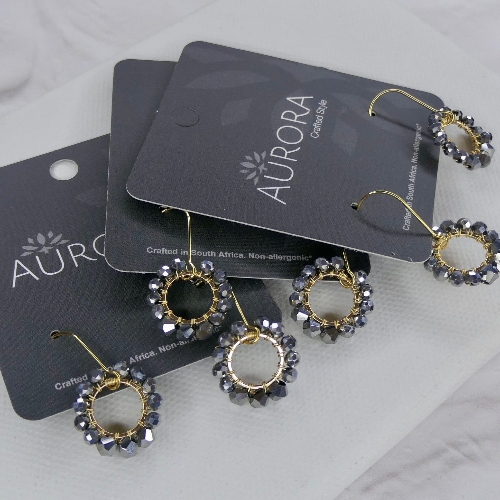 Aurora Crafted Style-Pretty Pop in Pewter (Gold)-Earrings-Aurora Crafted Jewellery-