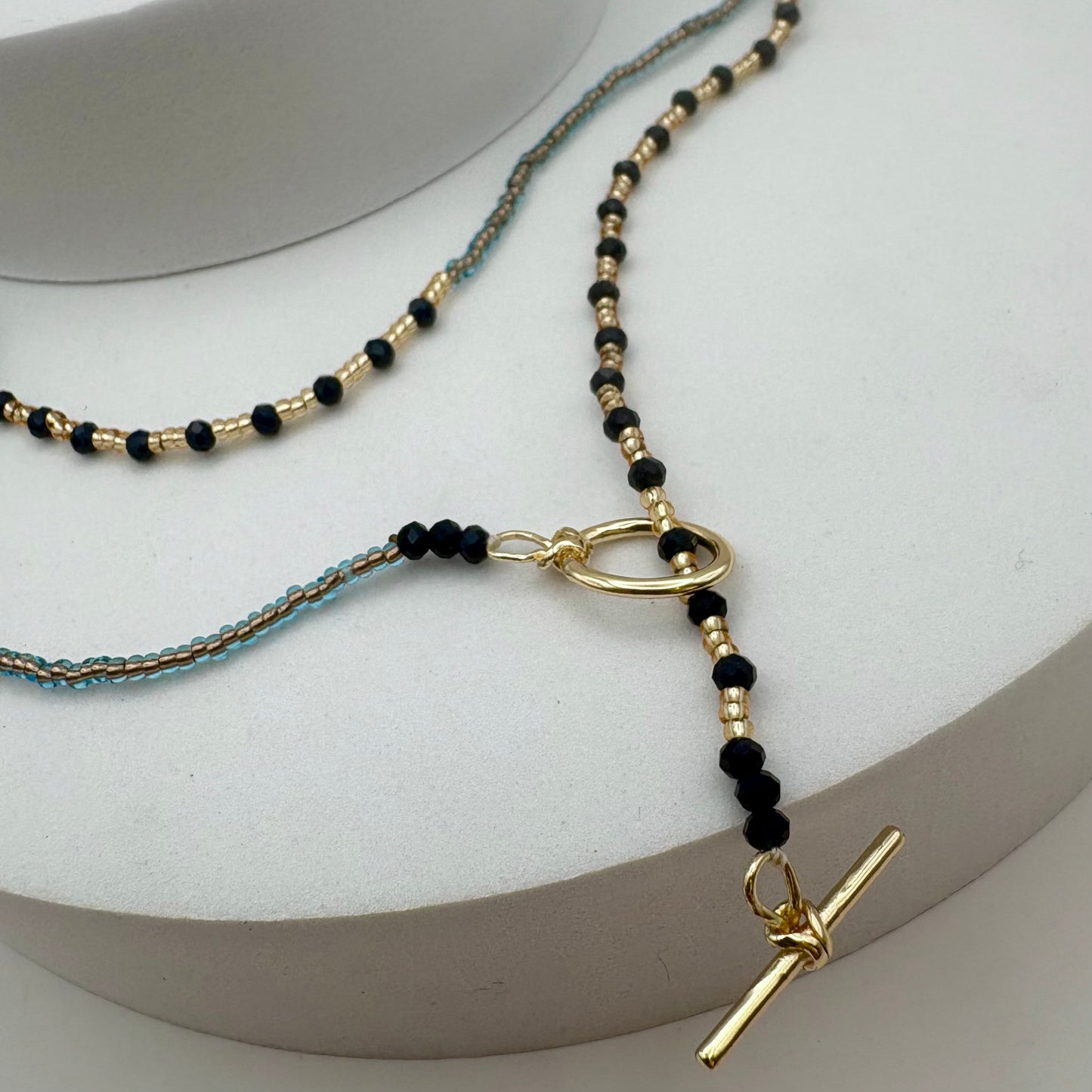 Aurora Crafted Style-Fab Fob in Midnight Navy (Gold)-NECKLACES-Aurora Crafted Style-