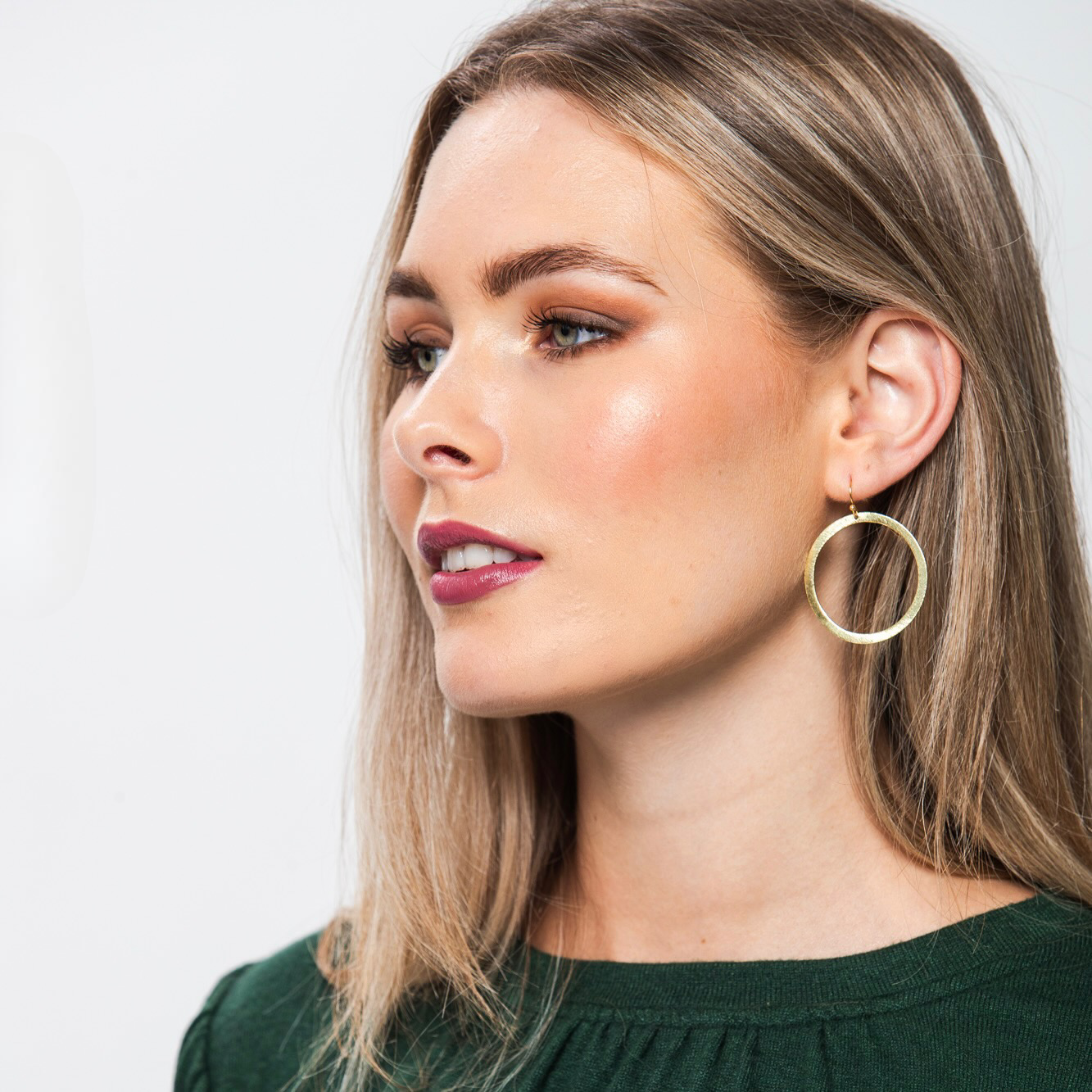 Aurora Crafted Style-Brushed Hoops (Gold)-Earrings-Aurora Crafted Jewellery-