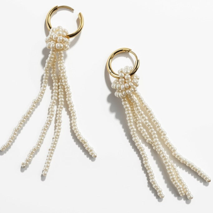 Aurora Crafted Style-Love me Knot Earrings in Pearl (Gold)-Earrings-Aurora Crafted Style-